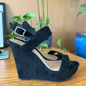 Call It Spring Black Wedge Sandals
